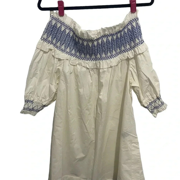 Ted Baker Aussie Swimsuit Coverup size large cream/blue smocking - NWT - Picture 3 of 7